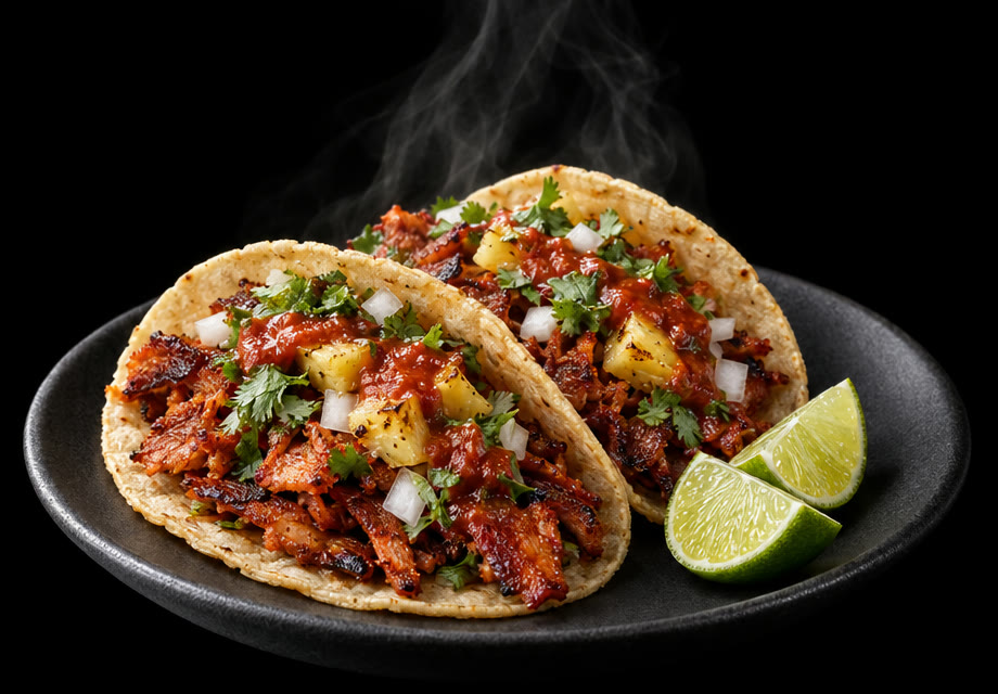 Tacos al pastor con lime